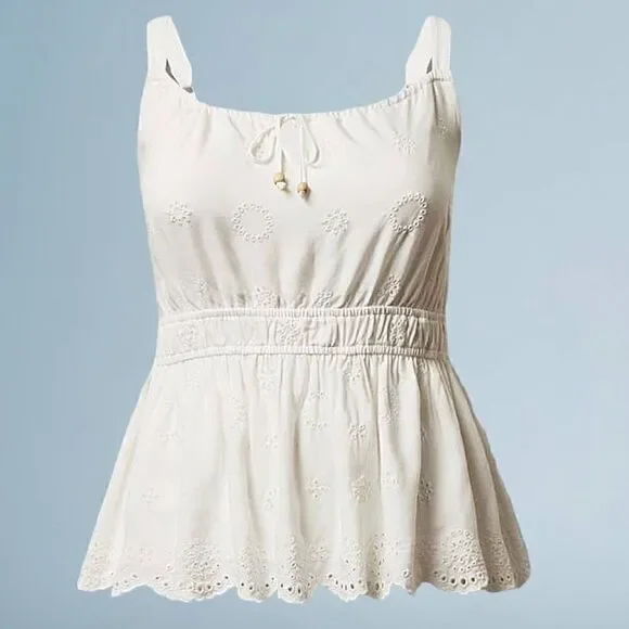 Torrid Ivory Eyelet Tie Front Sleeveless Tank Sz 2X - Picture 3 of 8